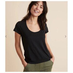 Marine Layer Womens Black Supima Cotton/Modal XL T-Shirt Scoop neck short sleeve